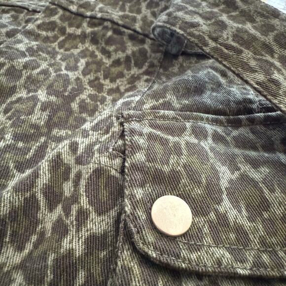 Marissa Webb Skirt Size 10 Denim Cargo Mini Belted Green Leopard Print - Picture 10 of 13